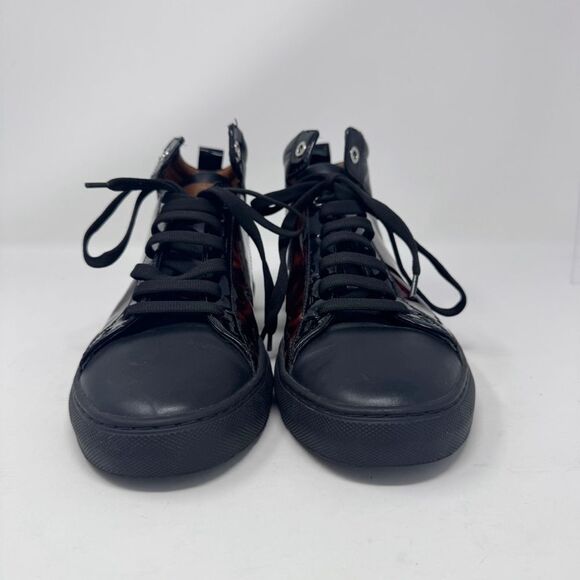 BALLY | Turtle Brown Calf Patent Black High Top Designer Sneakers Men’s Size 8 - Picture 2 of 11